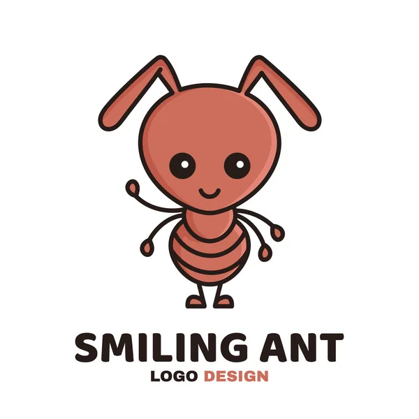 Zábava roztomilý usměvavý chytrý mravenec. Vektor — Stockový vektor