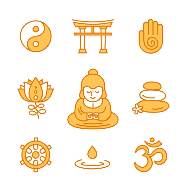 Simboli sacri religiosi buddisti — Vettoriale Stock