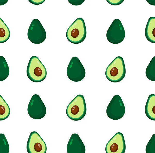 Cute Beauty Avocado Seamless Pattern Vector Flat Cartoon Illustration Icon — Stock Vector