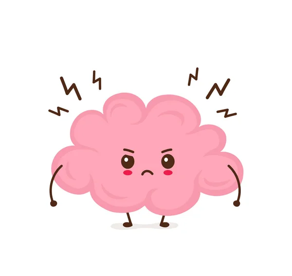 Милый сердитый смешной мозг имеет стресс — стоковый вектор