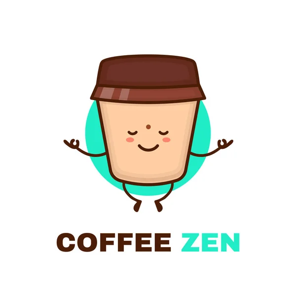 Meditación lindo feliz sonriente café — Vector de stock