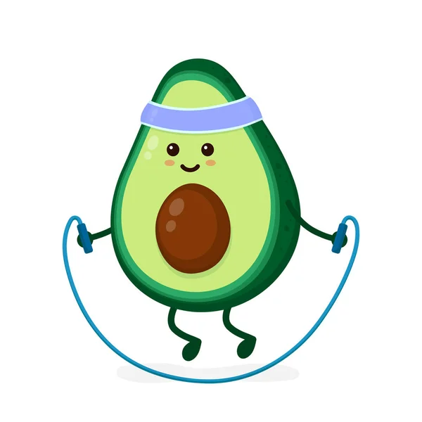 Милый улыбающийся счастливый сильный авокадо — стоковый вектор