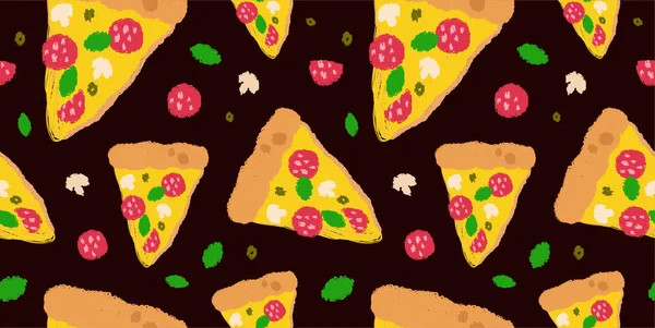 Pizza saborosa beleza moderna sem costura —  Vetores de Stock