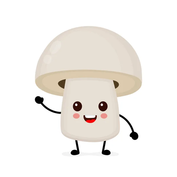 Funny happy cute happy smiling mushroom — Stock Vector