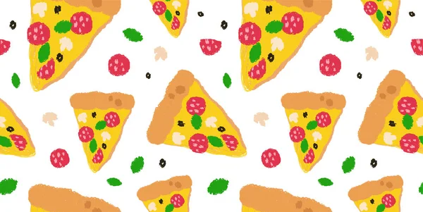 Välsmakande pizza moderna skönhet sömlös — Stock vektor