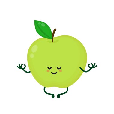 Sevimli gülümseyen mutlu güçlü elma 