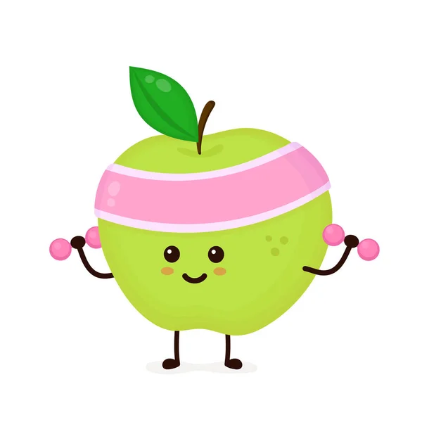 Linda sonrisa feliz manzana fuerte — Vector de stock