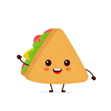 Şirin komik gülümseyen mutlu sandviç