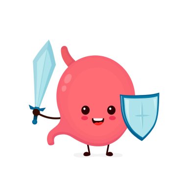 Şirin güçlü mutlu gülümseyen sağlıklı mide 