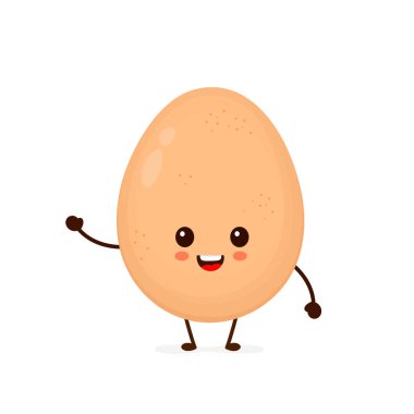 Happy komik kawaii yumurta gülümseyen şirin