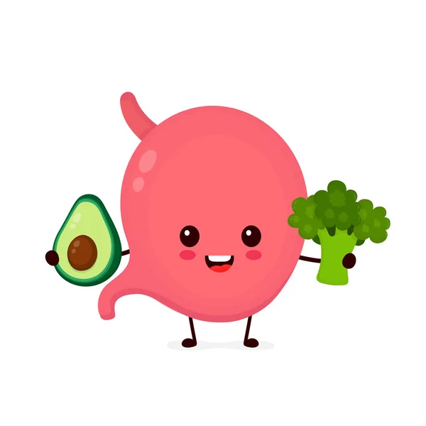 Lindo fuerte estómago feliz saludable — Vector de stock