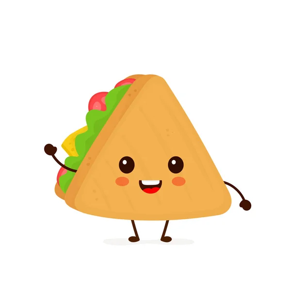 Lindo divertido sonriente feliz sándwich — Vector de stock