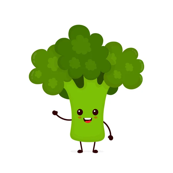 Selamat tersenyum brokoli lucu. Vektor - Stok Vektor