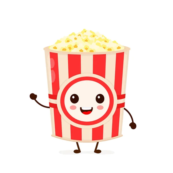 Lustig glücklich süß lächelnd Eimer Popcorn — Stockvektor