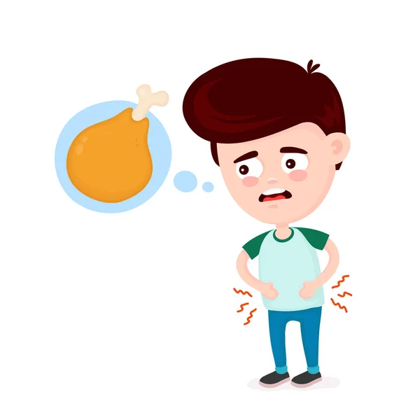 Young suffering sad man is hungry — Stock Vector