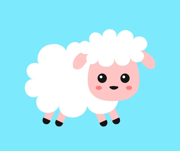 Bonita oveja dulce divertida. Vector plano — Vector de stock