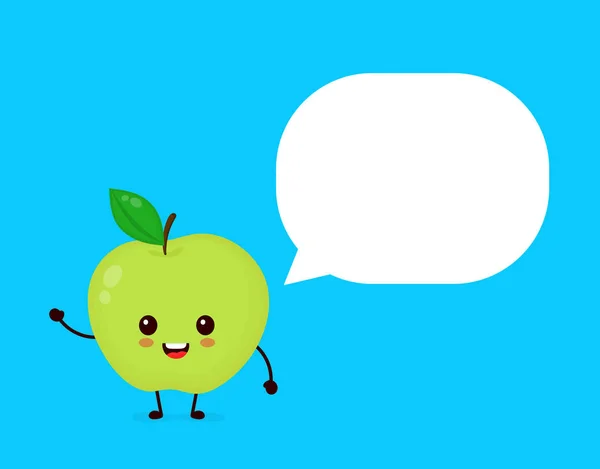 Feliz olor a manzana linda con burbuja del habla — Vector de stock