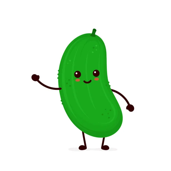 Feliz Olor Lindo Pepino Diseño Icono Ilustración Personaje Dibujos Animados — Vector de stock