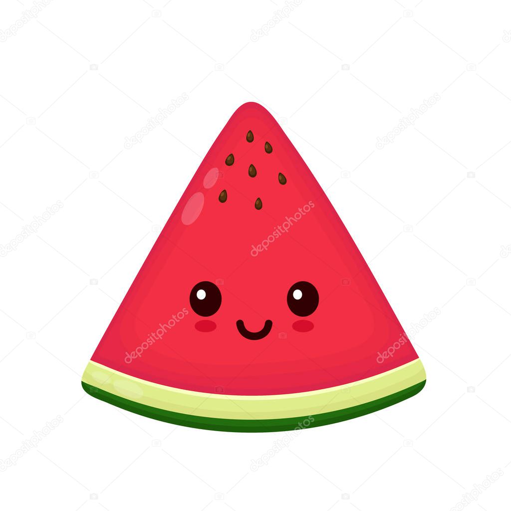 Happy smilling cute watermelon. Vector