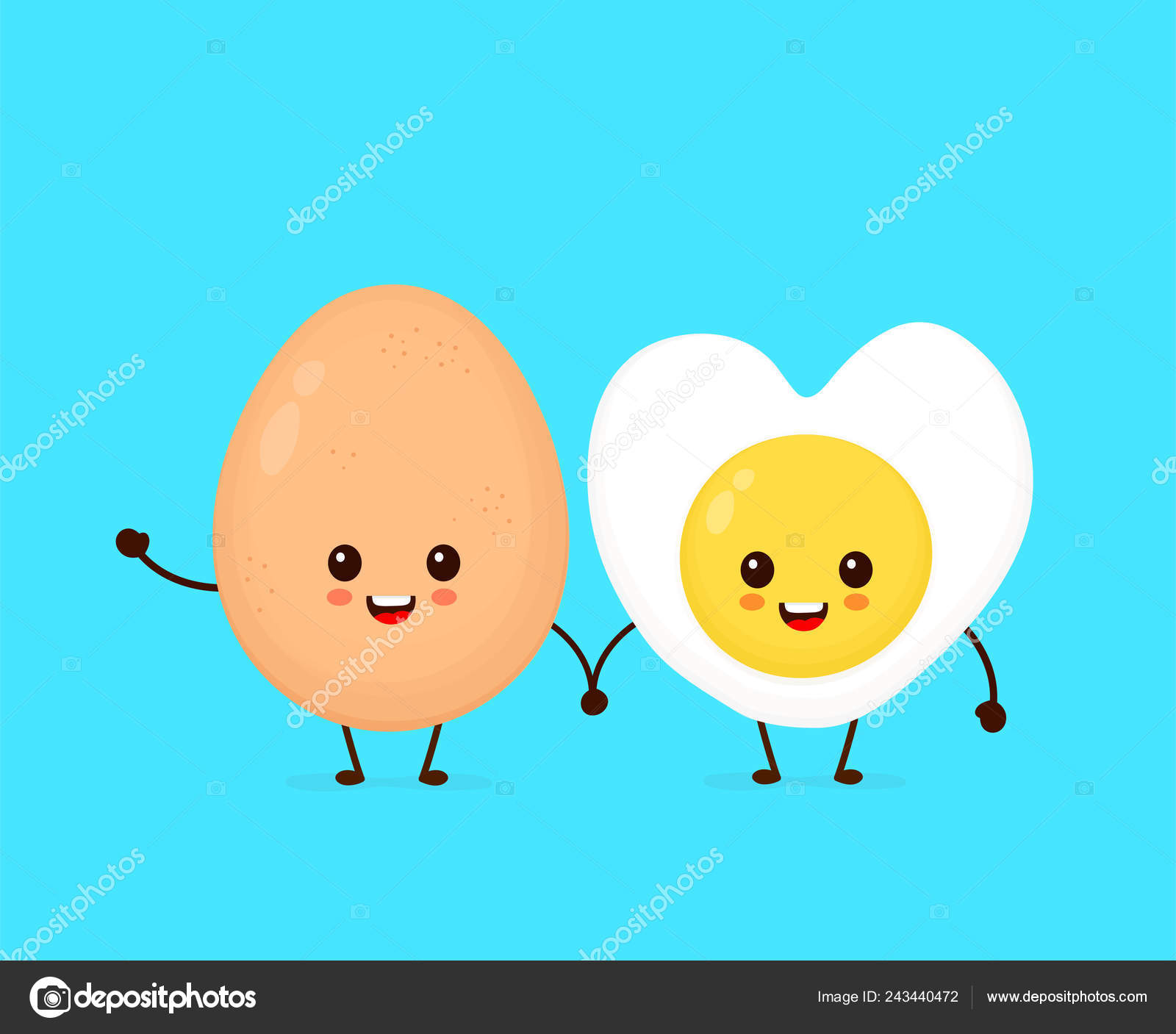 Feliz lindo sonriente divertido kawaii huevo frito Vector de stock  #243440472 de ©Kahovsky, image size:1600x1407