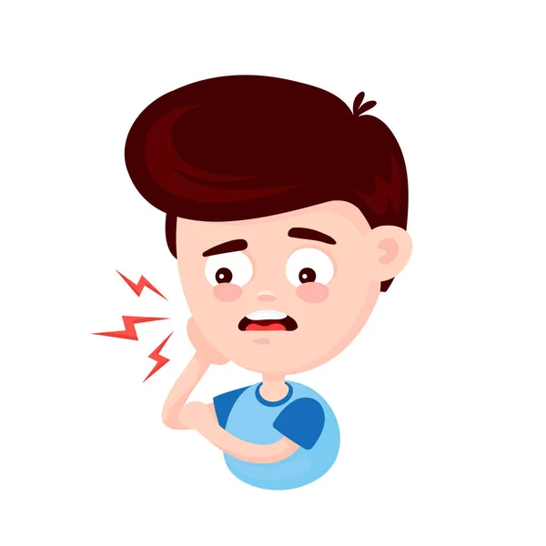 Jeune homme triste mignon avec un mal de dents — Image vectorielle
