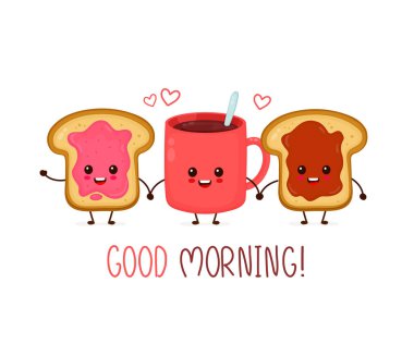 Mutlu sevimli gülümseyen komik kawaii Kupası