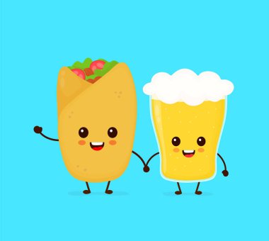 Şirin komik gülümseyen mutlu buritto