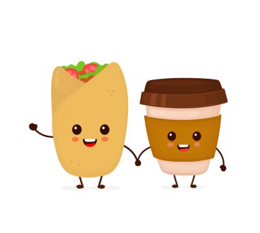 Şirin komik gülümseyen mutlu buritto