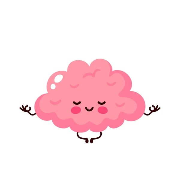 Strong cute healthy happy human brain meditate — Stock Vector