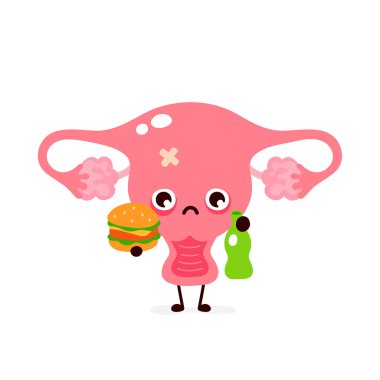 Üzgün acı hasta sevimli rahim karakteri