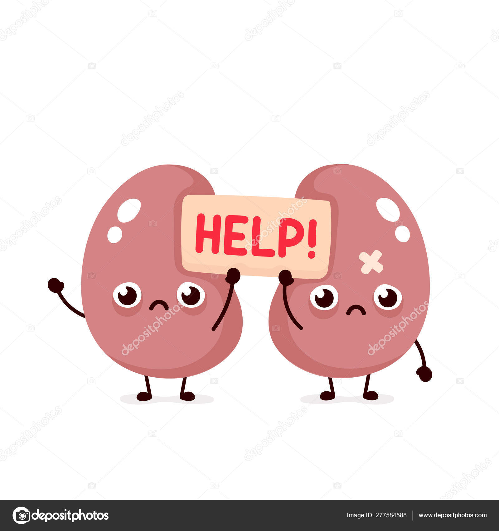 Triste sufrimiento enfermo lindo riñones Vector de stock #277584588 de  ©Kahovsky, image size:1600x1700