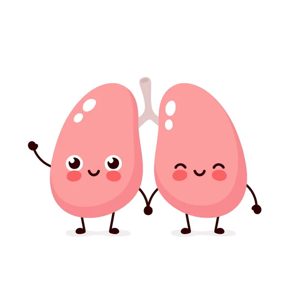 Strong cute healthy happy lungs — Stock Vector