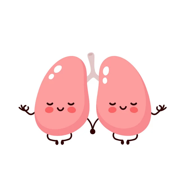 Strong cute healthy happy lungs — Stock Vector