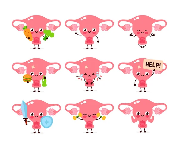 Carino sano donne felici organo utero — Vettoriale Stock