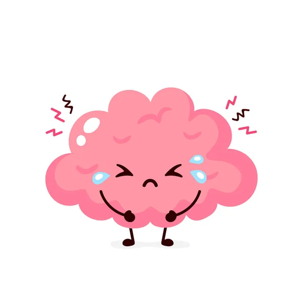 Sad suffering sick cute brain character — Stock Vector