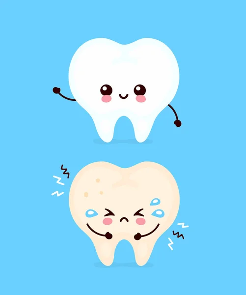 Симпатичный нездоровый больной и крепкий зуб — стоковый вектор