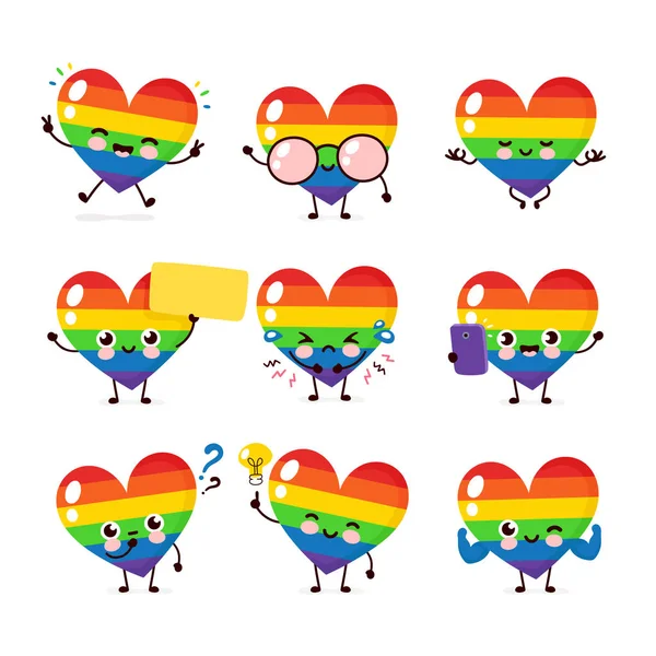 Carino felice sorridente cuore LGBT — Vettoriale Stock