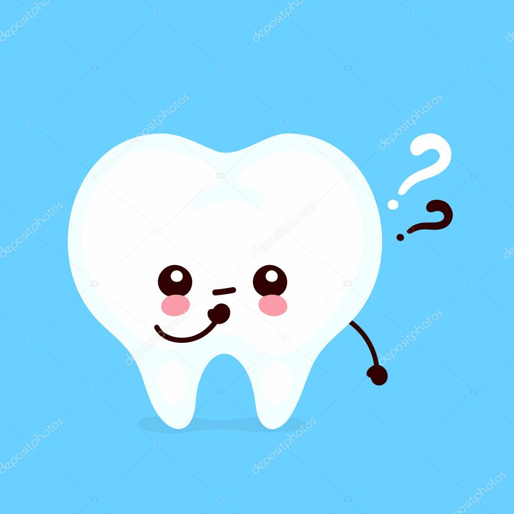 Cute tooth with question mark character