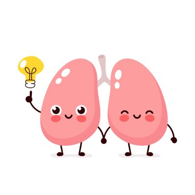 Ampul karakteri ile Mutlu sevimli akciğerler