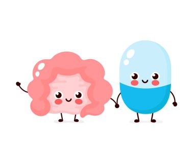 Sevimli güçlü mutlu gülümseyen hap