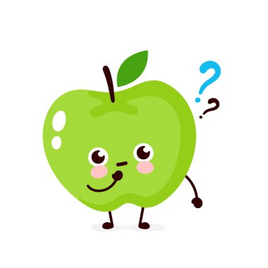 Soru işareti karakteri ile sevimli elma