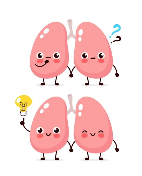 Cute lungs with question mark — Stock Vector