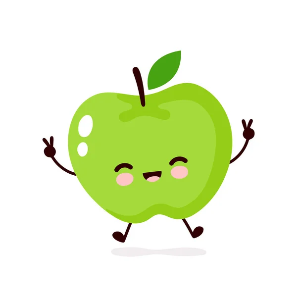 Милий щасливий усміхнений персонаж яблука — стоковий вектор
