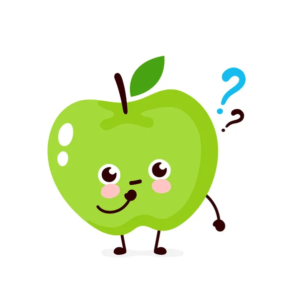 Χαριτωμένο μήλο με ερωτηματικό χαρακτήρα — Διανυσματικό Αρχείο