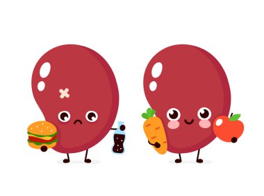 Üzgün sağlıksız ve mutlu güçlü insan dalak organı