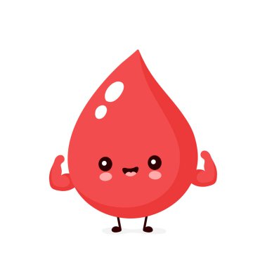 Sevimli mutlu gülümseyen kan damlası göstermek kas