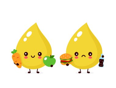 Burger ile Sevimli üzgün sağlıksız idrar damla 