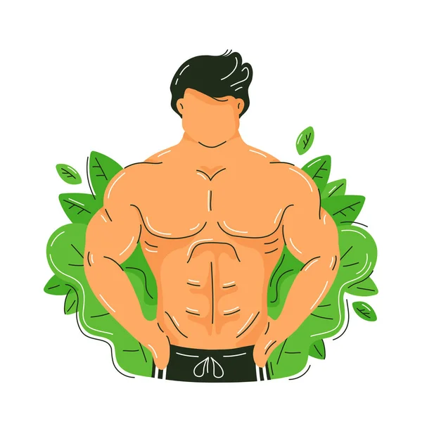 强壮的健身肌肉男子与完美的身体 — 图库矢量图片