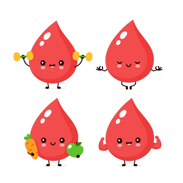 Lindo feliz sonriente gota de sangre saludable — Vector de stock