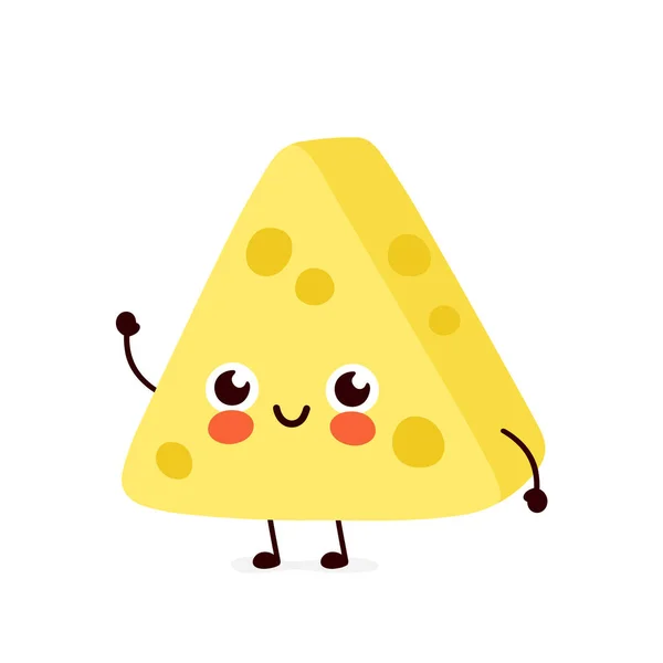 Lindo carácter feliz queso sonriente — Vector de stock